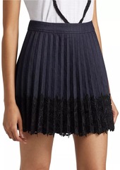 Cinq a Sept Laney Lace Pleated Denim Skirt