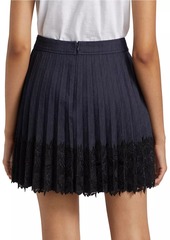 Cinq a Sept Laney Lace Pleated Denim Skirt