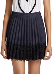 Cinq a Sept Laney Lace Pleated Denim Skirt