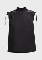 Cinq a Sept Liam Sleeveless Ruched Shoulder Silk Top