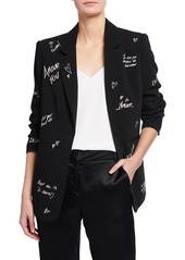 Cinq a Sept Love Note Kylie Typographic Blazer Jacket