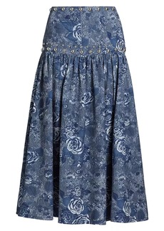 Cinq a Sept Maia Pleated Floral Midi-Skirt