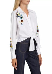 Cinq a Sept Marianna Sequin Flower Knotted Shirt