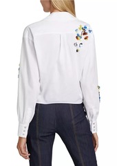 Cinq a Sept Marianna Sequin Flower Knotted Shirt