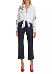 Cinq a Sept Marianna Sequin Flower Knotted Shirt