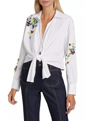 Cinq a Sept Marianna Sequin Flower Knotted Shirt