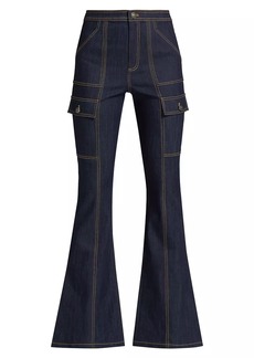 Cinq a Sept Maurice High-Rise Stretch Flare Cargo Jeans