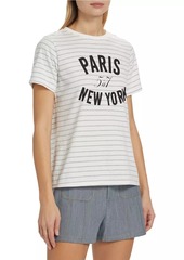 Cinq a Sept Melangé Stripe Paris New York T-Shirt