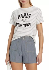 Cinq a Sept Melangé Stripe Paris New York T-Shirt