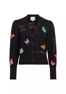 Cinq a Sept Morgan Butterfly-Embroidered Cardigan