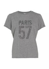 Cinq a Sept Paris 57 EmbellishedCotton-Blend Short-Sleeve T-Shirt