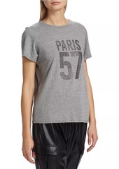 Cinq a Sept Paris 57 EmbellishedCotton-Blend Short-Sleeve T-Shirt