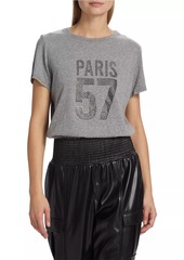 Cinq a Sept Paris 57 EmbellishedCotton-Blend Short-Sleeve T-Shirt