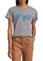 Cinq a Sept Patched Denim Paris T-Shirt