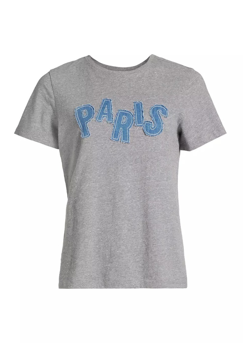 Cinq a Sept Patched Denim Paris T-Shirt