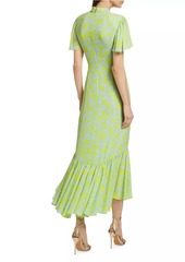 Cinq a Sept Peeta Graphic Floral Midi-Dress