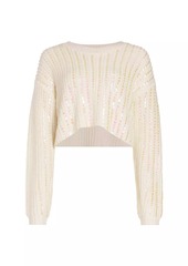 Cinq a Sept Phoebe Sequin-Embellished Cropped Sweater