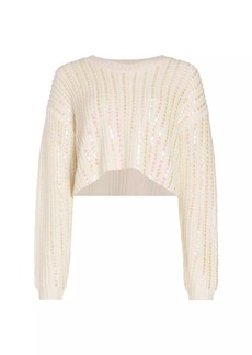 Cinq a Sept Phoebe Sequin-Embellished Cropped Sweater