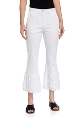 Cinq a Sept Preston Tiered Flare-Leg Cropped Pants