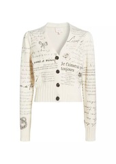 Cinq a Sept Printed Love Notes Morgan Wool-Blend Cardigan