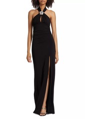 Cinq a Sept Raashi Crystal-Embellished Halter Gown