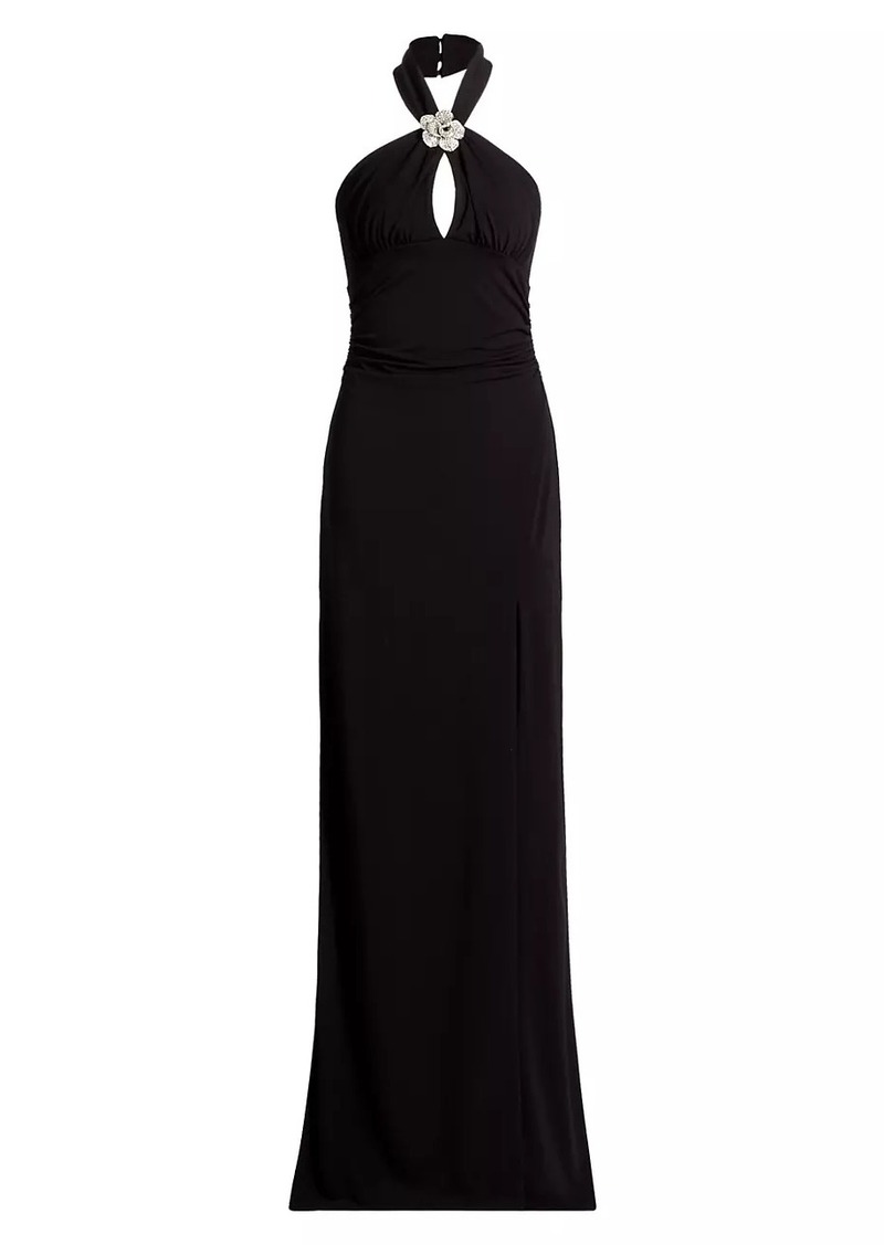 Cinq a Sept Raashi Crystal-Embellished Halter Gown