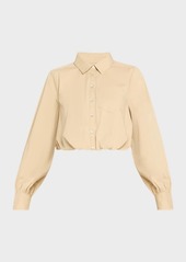 Cinq a Sept Reema Button-Front Poplin Crop Top