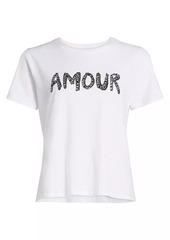 Cinq a Sept Rhinestone Amour Shrunken T-Shirt