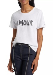 Cinq a Sept Rhinestone Amour Shrunken T-Shirt