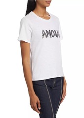 Cinq a Sept Rhinestone Amour Shrunken T-Shirt