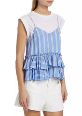 Cinq a Sept Samantha Striped Ruffled Top