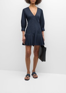 Cinq a Sept Sawyer V-Neck Pleated-Hem Mini Dress