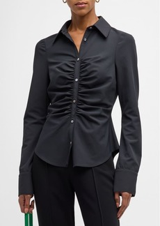 Cinq a Sept Sienna Slim Ruched Button-Front Shirt