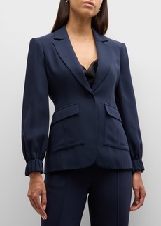 Cinq a Sept Tabitha Frill-Cuff Crepe Jacket with Cargo Pockets