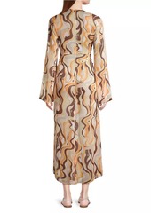 Cinq a Sept Talita Abstract Tie-Knot Cover-Up Midi-Dress