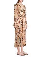 Cinq a Sept Talita Abstract Tie-Knot Cover-Up Midi-Dress