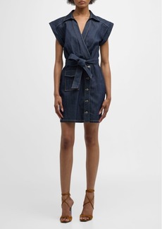 Cinq a Sept Tena Belted Denim Shirtdress 