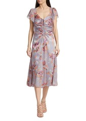 Cinq a Sept Terrence Satin Floral Midi Dress