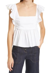 Cinq a Sept Audrie Ruffle Sleeve Top in White at Nordstrom