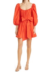 Cinq a Sept Delilah Puff Sleeve Tie Waist Dress in Fire Coral at Nordstrom
