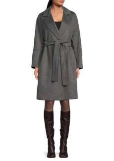 Cinzia Rocca Belted Virgin Wool Blend Overcoat