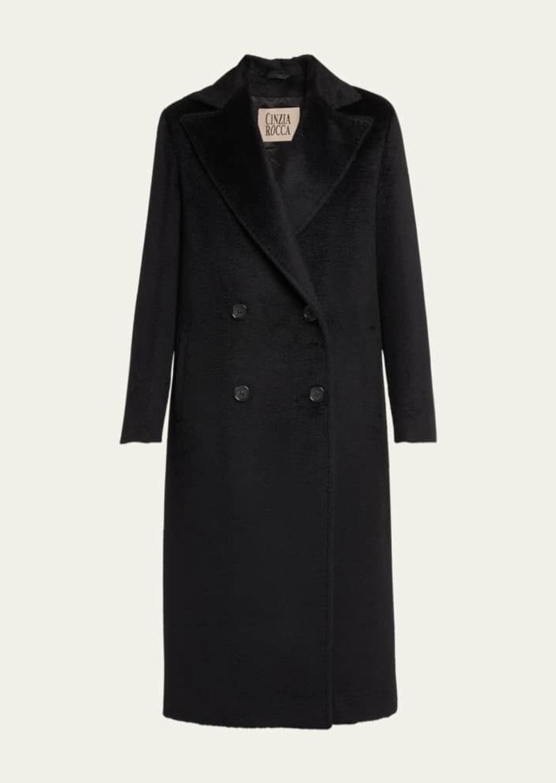 Cinzia Rocca Double-Breasted Alpaca Wool Coat