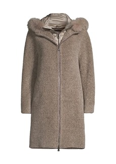 Cinzia Rocca Dyed Fox Fur Hood Coat