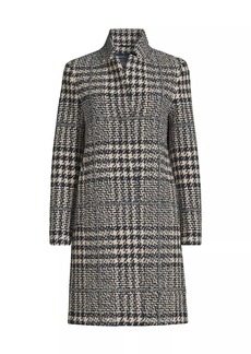 Cinzia Rocca Houndstooth Plaid Three-Quarter Coat