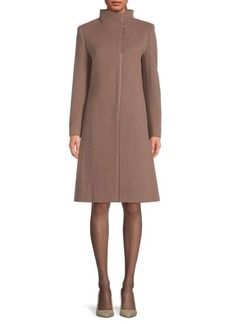 Cinzia Rocca Stand Collar Wool Blend A Line Coat
