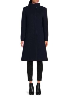 Cinzia Rocca Stand Collar Wool Blend A Line Coat
