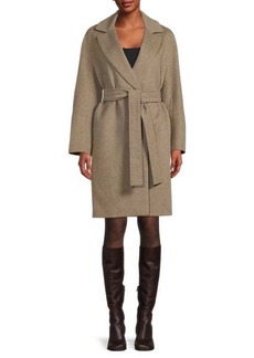 Cinzia Rocca Virgin Wool Blend Wrap Coat
