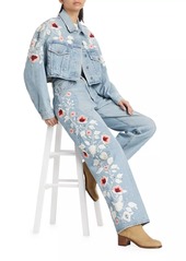 Citizens of Humanity Lena Floral Embroidered Crop Denim Jacket