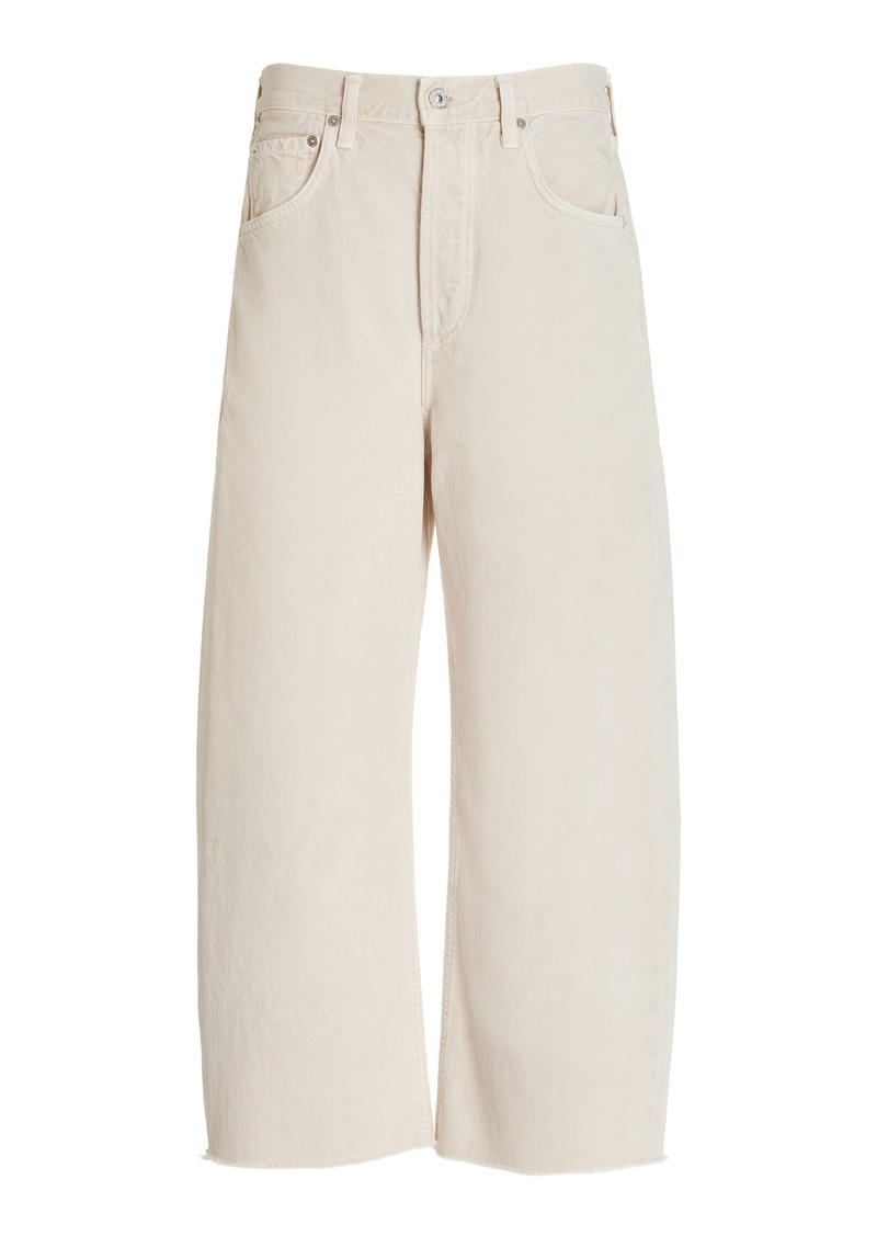 Citizens of Humanity - Ayla Rigid High-Rise Cropped Raw-Edge Wide-Leg Jeans - Ivory - 24 - Moda Operandi