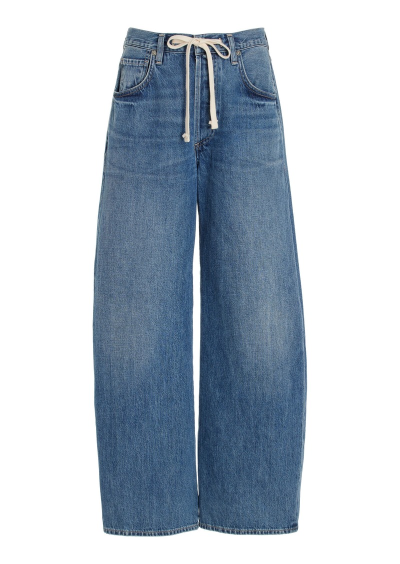 Citizens of Humanity - Brynn Drawstring Rigid Low-Rise Wide-Leg Jeans - Dark Wash - 27 - Moda Operandi